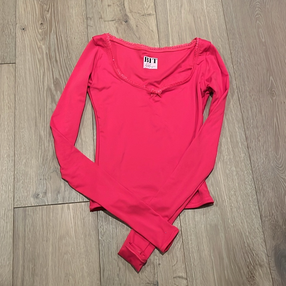 New bit by Angie pink lace longsleeve